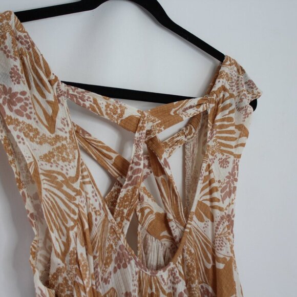 Free People Orange & Cream Floral Tank Top Size Medium - Picture 4 of 7